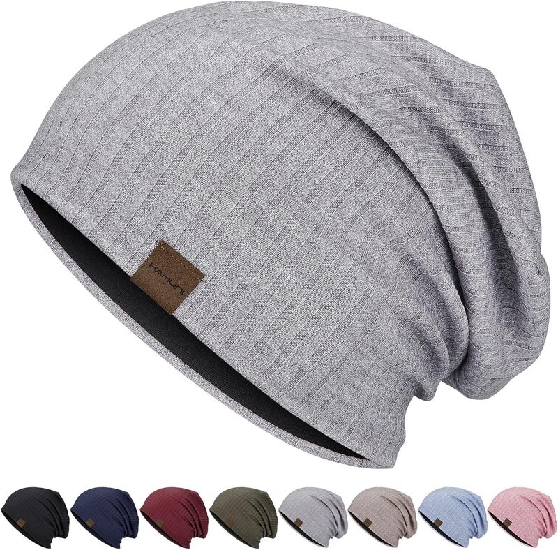 HAMUNI Slouchy Beanie for Men Women Soft Lightweight Running Beanie Hat Chemo Cap Skull Cap - Image 1